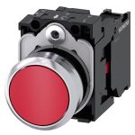 Pulsador metálico de 22mm, rojo, Marca: SIEMENS